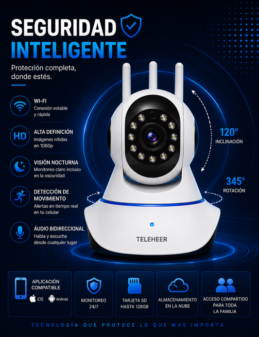 🔥 ¡Protege Tu Familia HOY! Cámara WiFi Inteligente 360° + Memoria 32GB Incluida